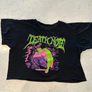 Ripple Junction Black T-Shirt with Neon Green and Purple Death Note Design